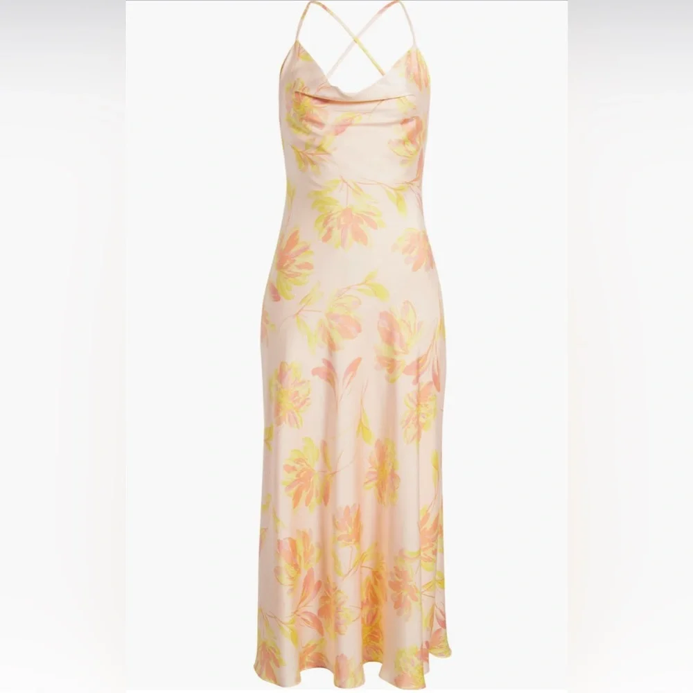 New! WAYF Nordstrom Lolita Cowl Neck Satin Gown Size Women’s medium - Picture 3 of 13